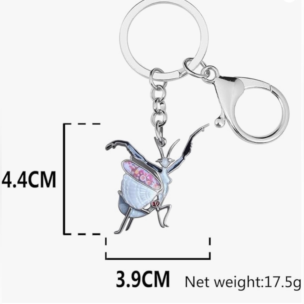 Praying Mantis Alloy Keychain Insect Bug Key Chain - Picture 6 of 6